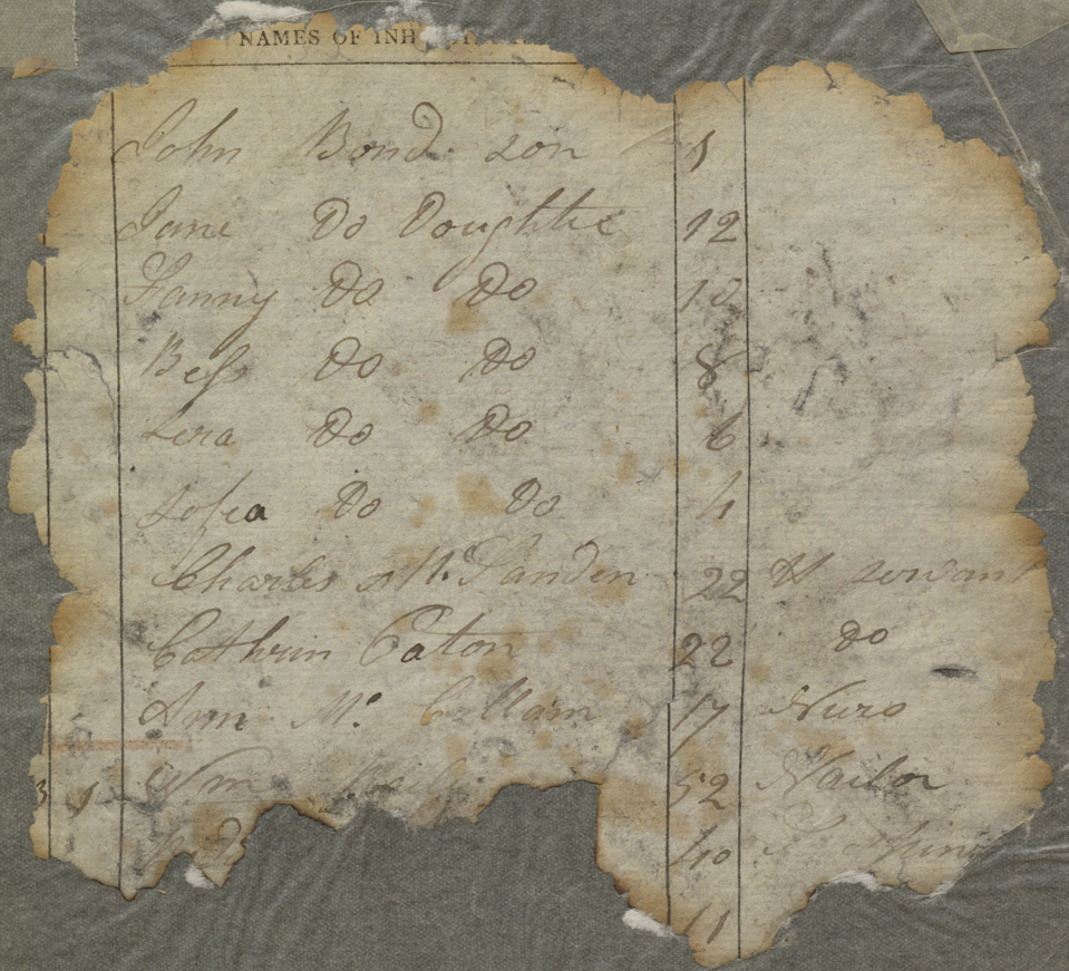 The above image is a damaged census record, a rare survivor retrieved from the rubble in 1922. Available at https://virtualtreasury.ie/item/NAI-CEN-1821-54-5