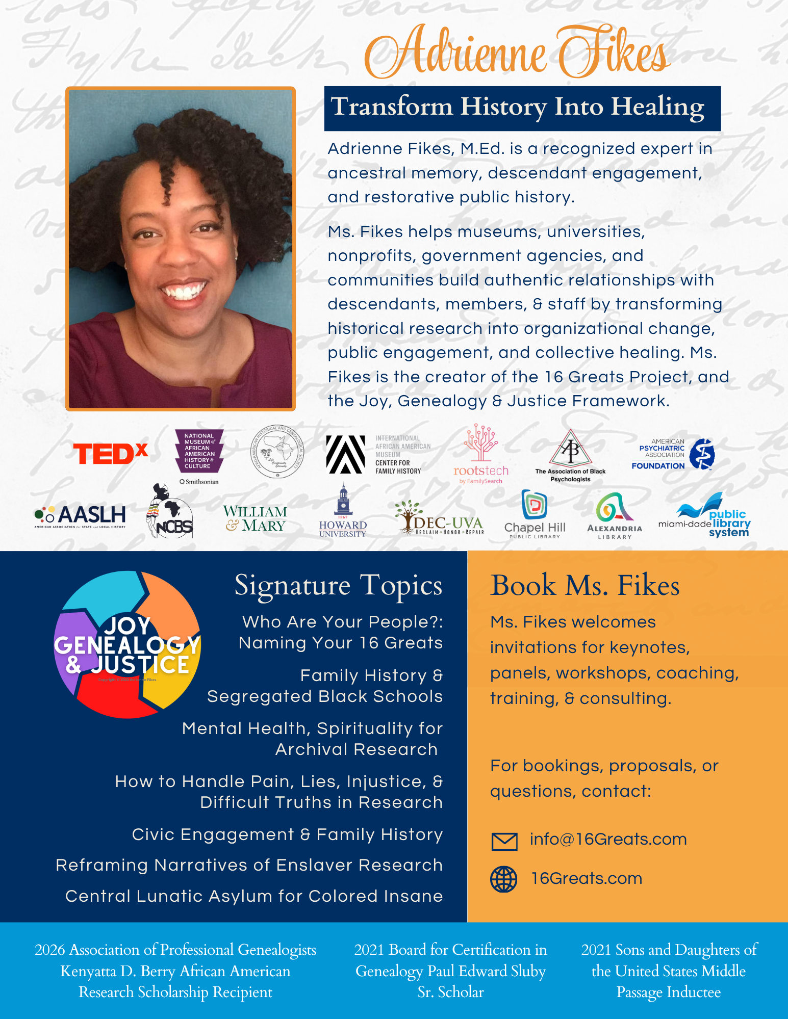 Ms. Fikes Speaker One Sheet