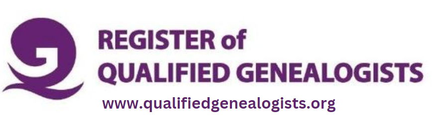 Register of Qualified Genealogists purple logo